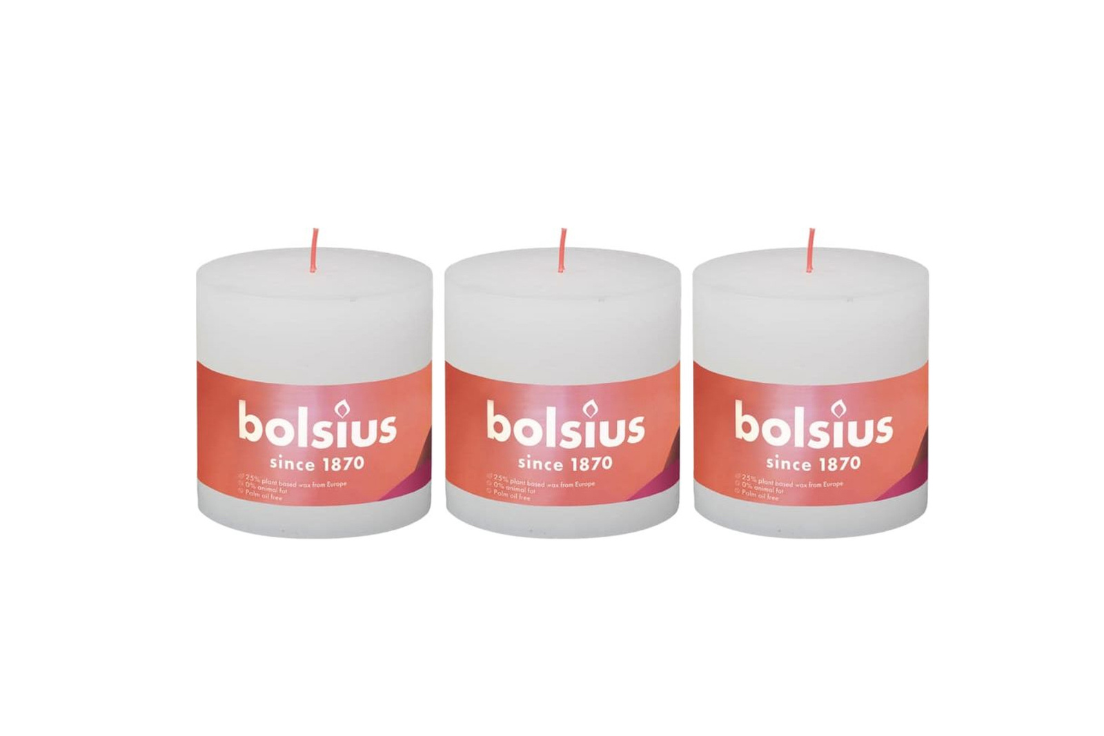 Bolsius Rustykalne świece pieńkowe Shine 3 szt 100x100mm