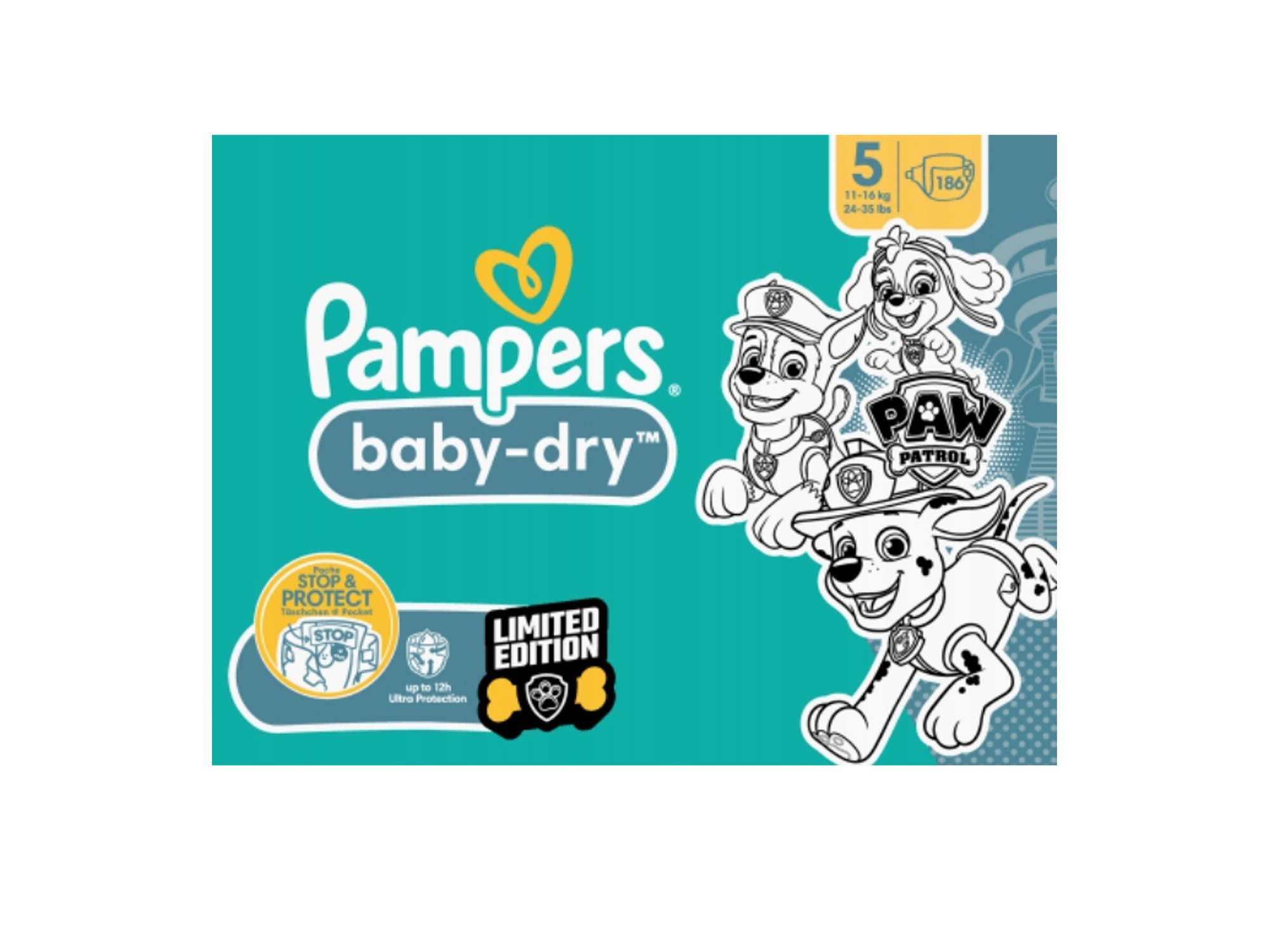 Pampers Baby-Dry Paw Patrol Windeln Größe 5 – 186 Stk.