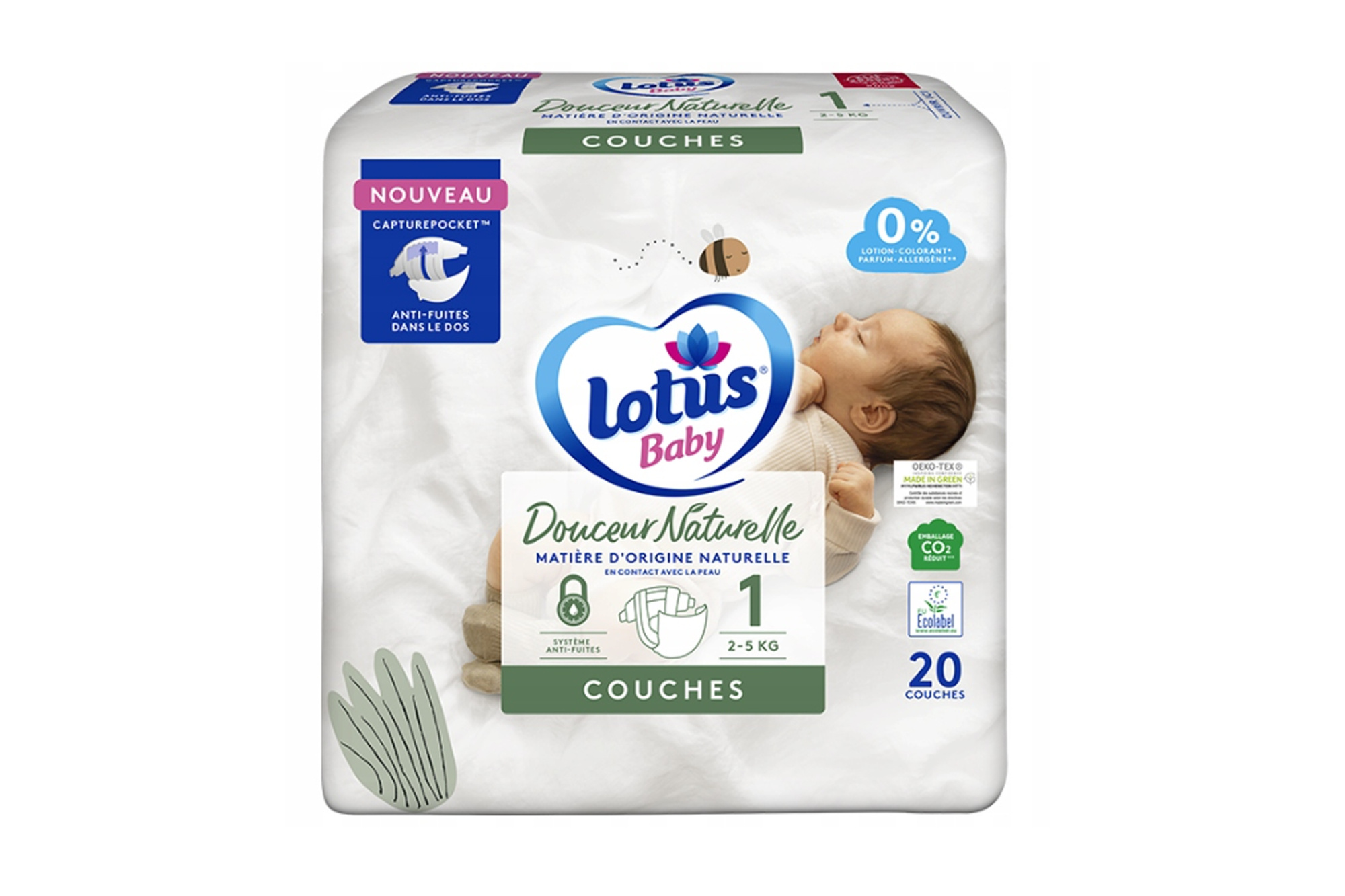 Lotus Baby Douceur Naturelle Pieluszki Rozmiar 1 (2-5kg) 20 szt.