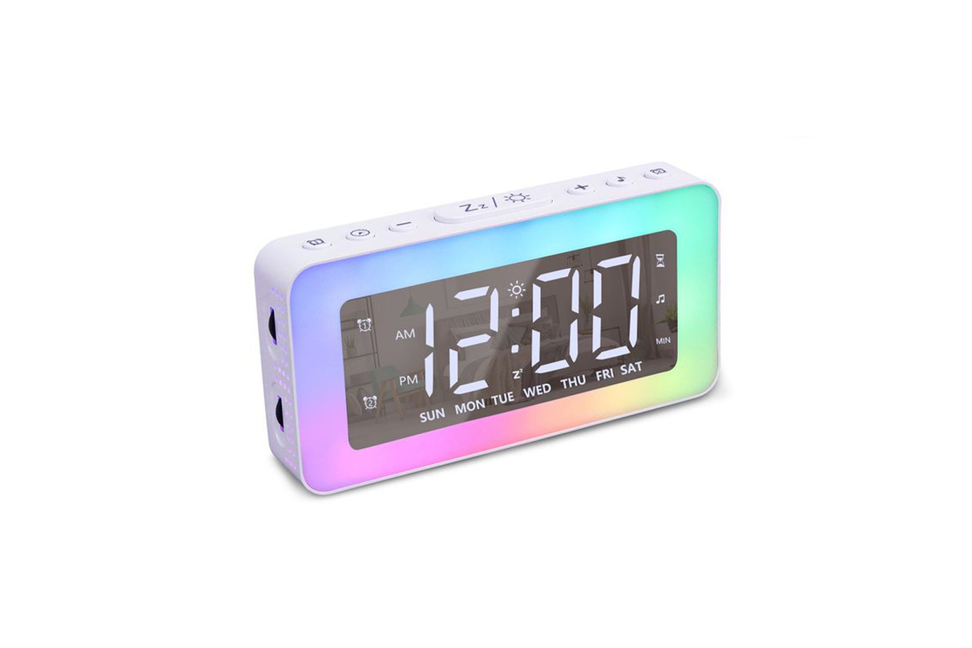 Mirror digital alarm clock with LED display lamp