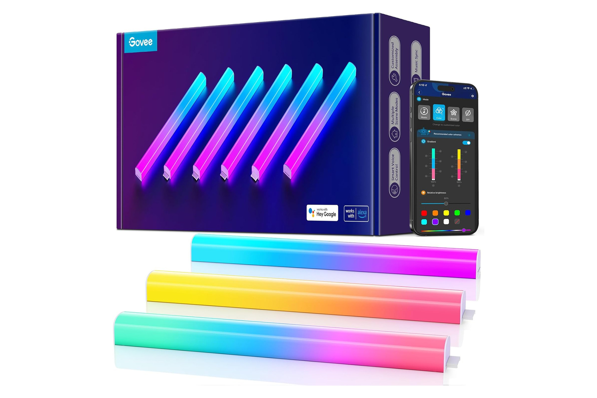 Govee Glide Wall Light 6 pcs Smart RGBIC LED Bars WiFi Bluetooth Alexa Google