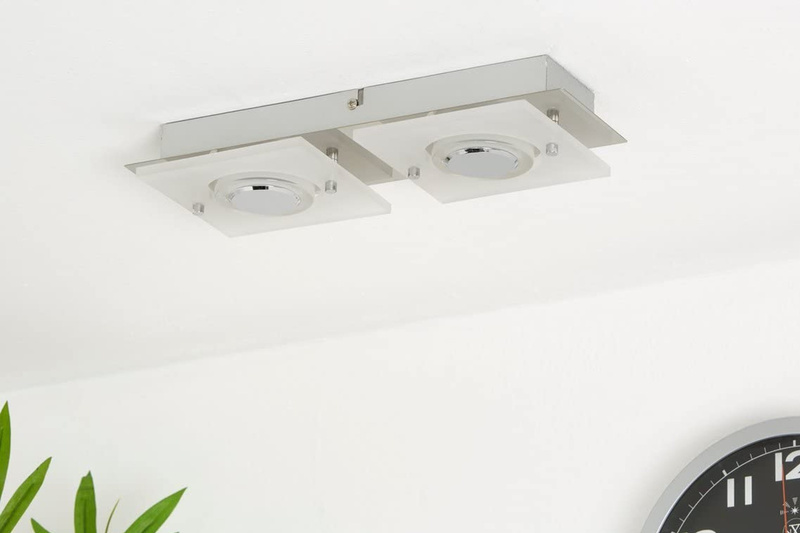 Briloner LED Ceiling Lamp Nickel Chrome Spot Bar 2 Flame Lamp Light 3534-028