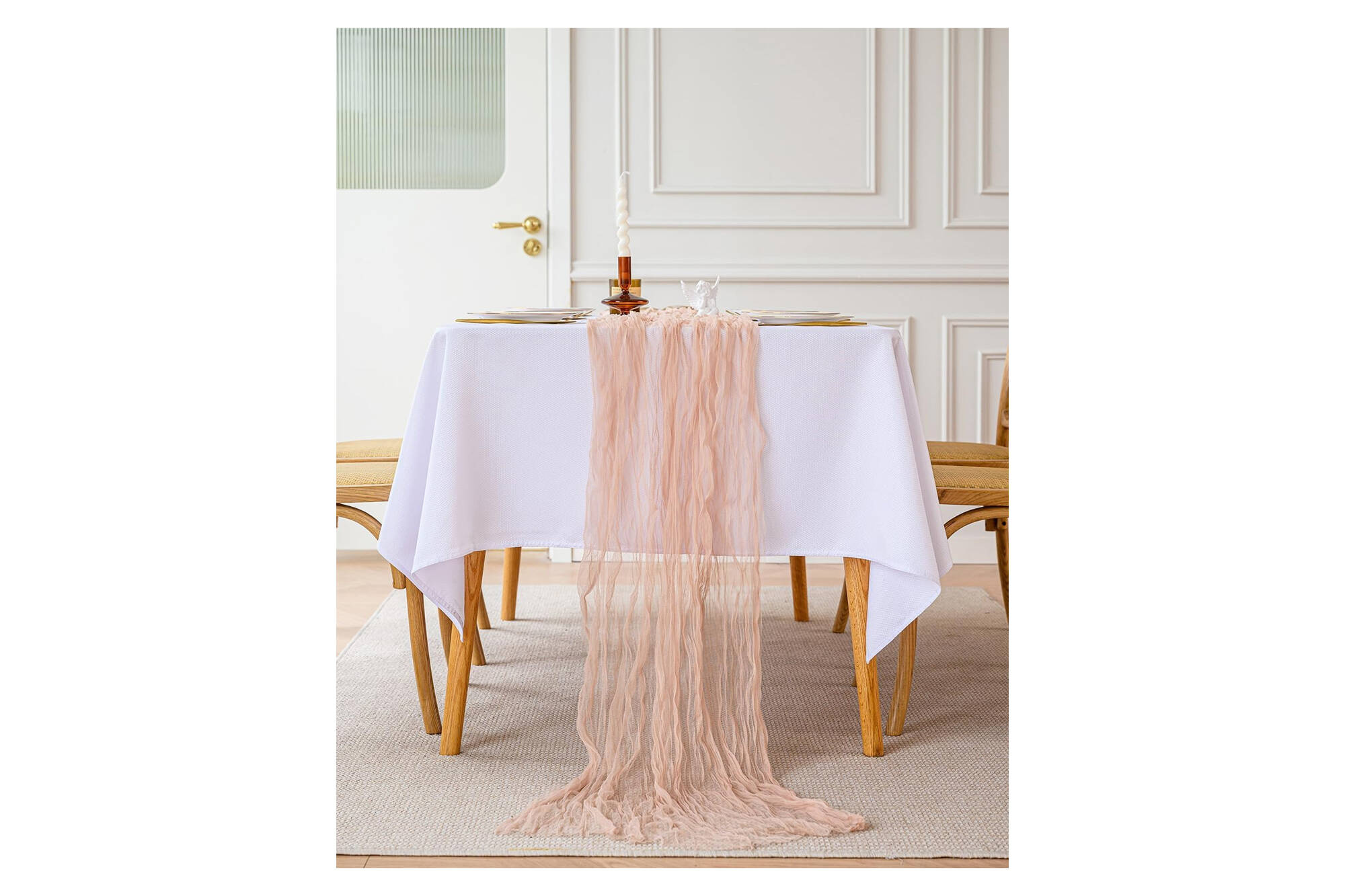 Tischläufer aus Musselin, Dirty Pink, Vintage, 300 x 80 cm