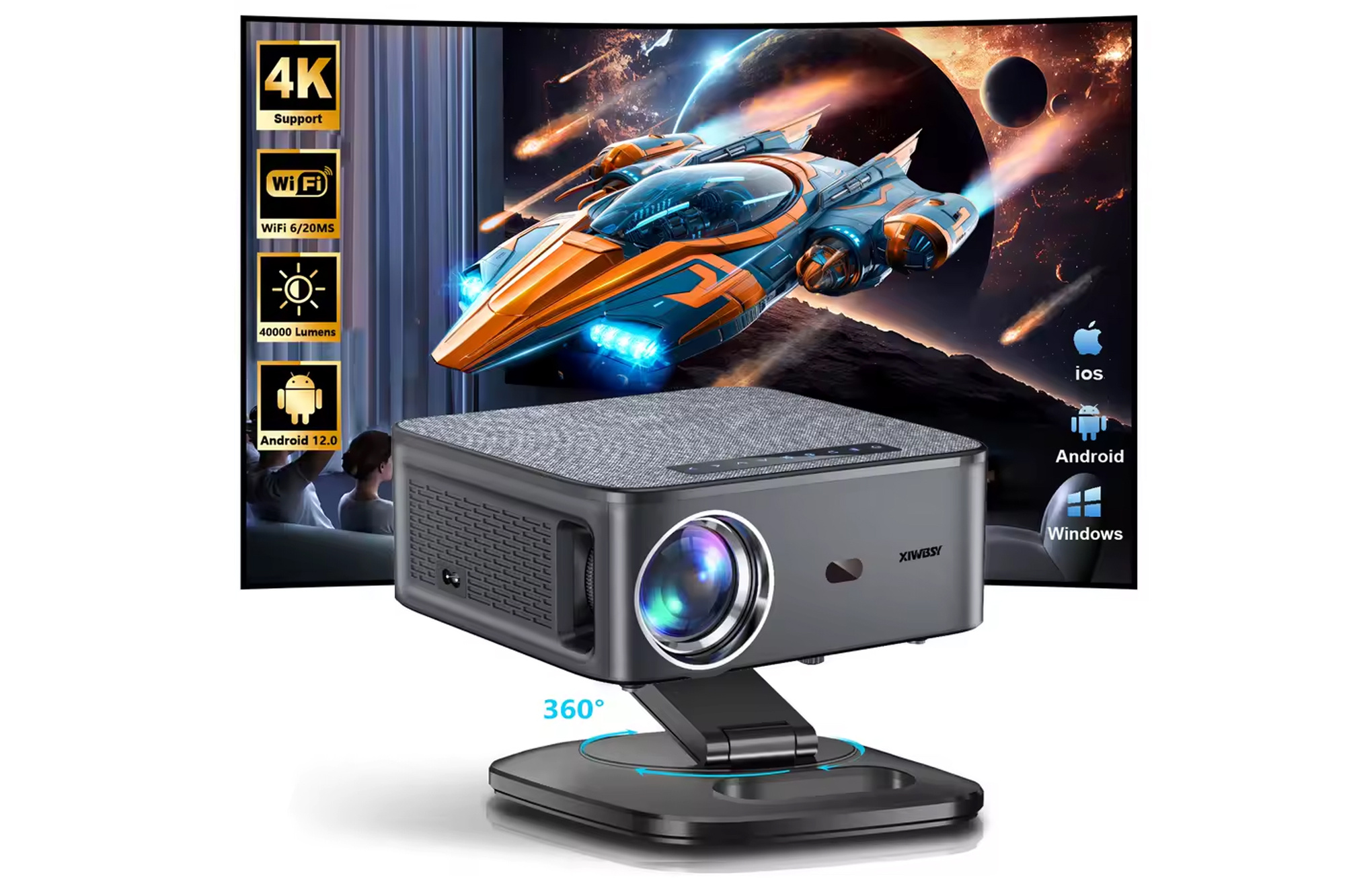 XIWBSY 2025 T08 Beamer Android 8K Dekodierung 40000lm