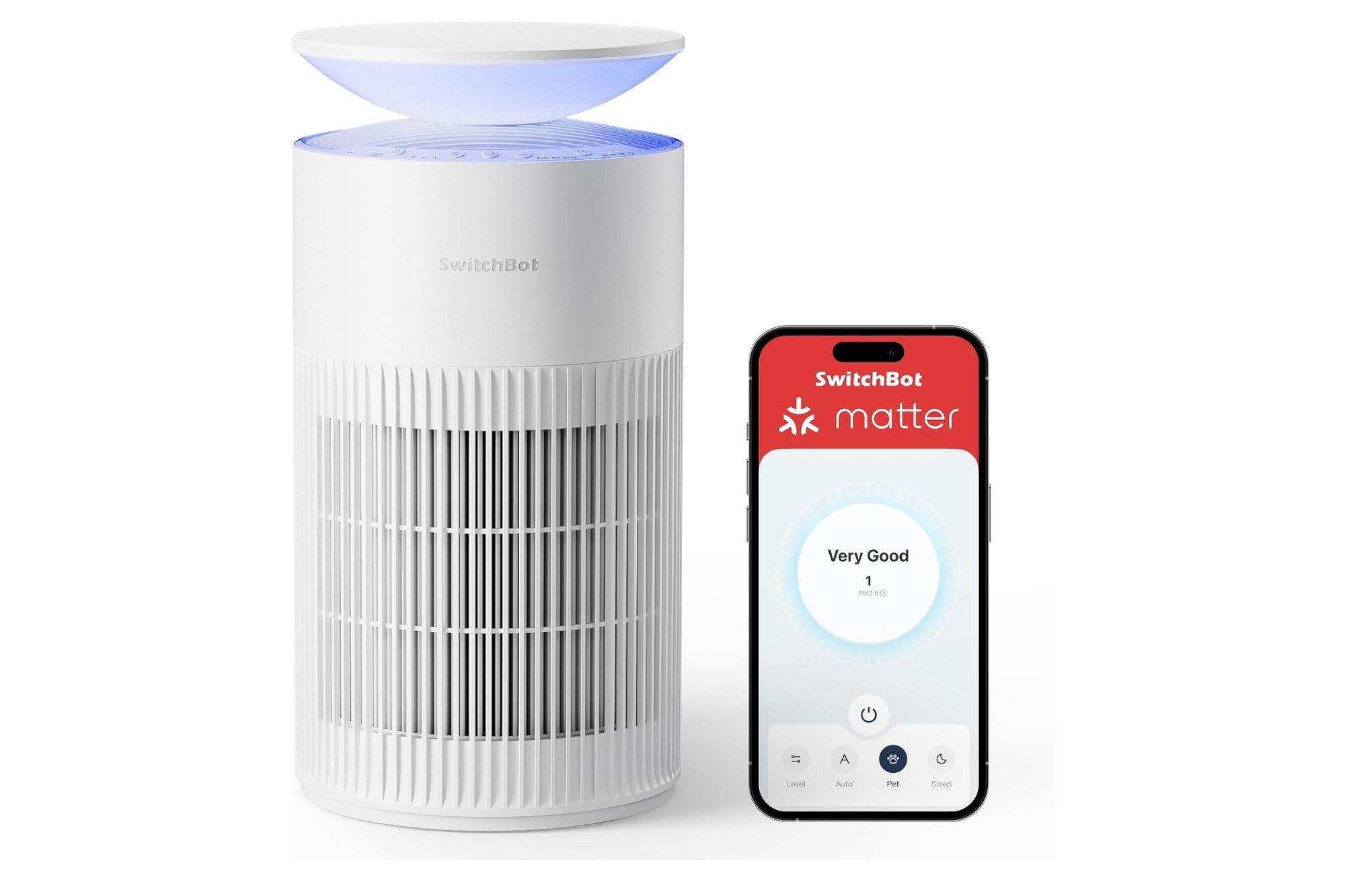 SwitchBot Air Purifier Matter Smart H13 HEPA Pet Hair Odor 166m²