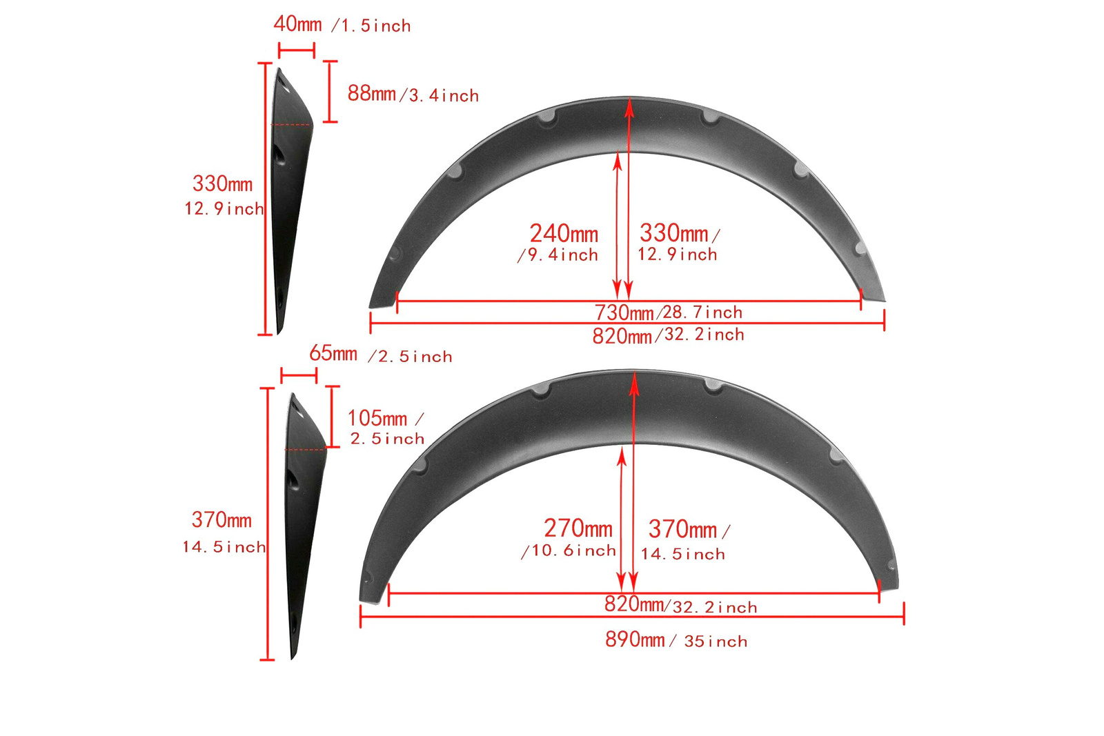 Poszerzenia błotników nadkoli uniwersalne 820/890