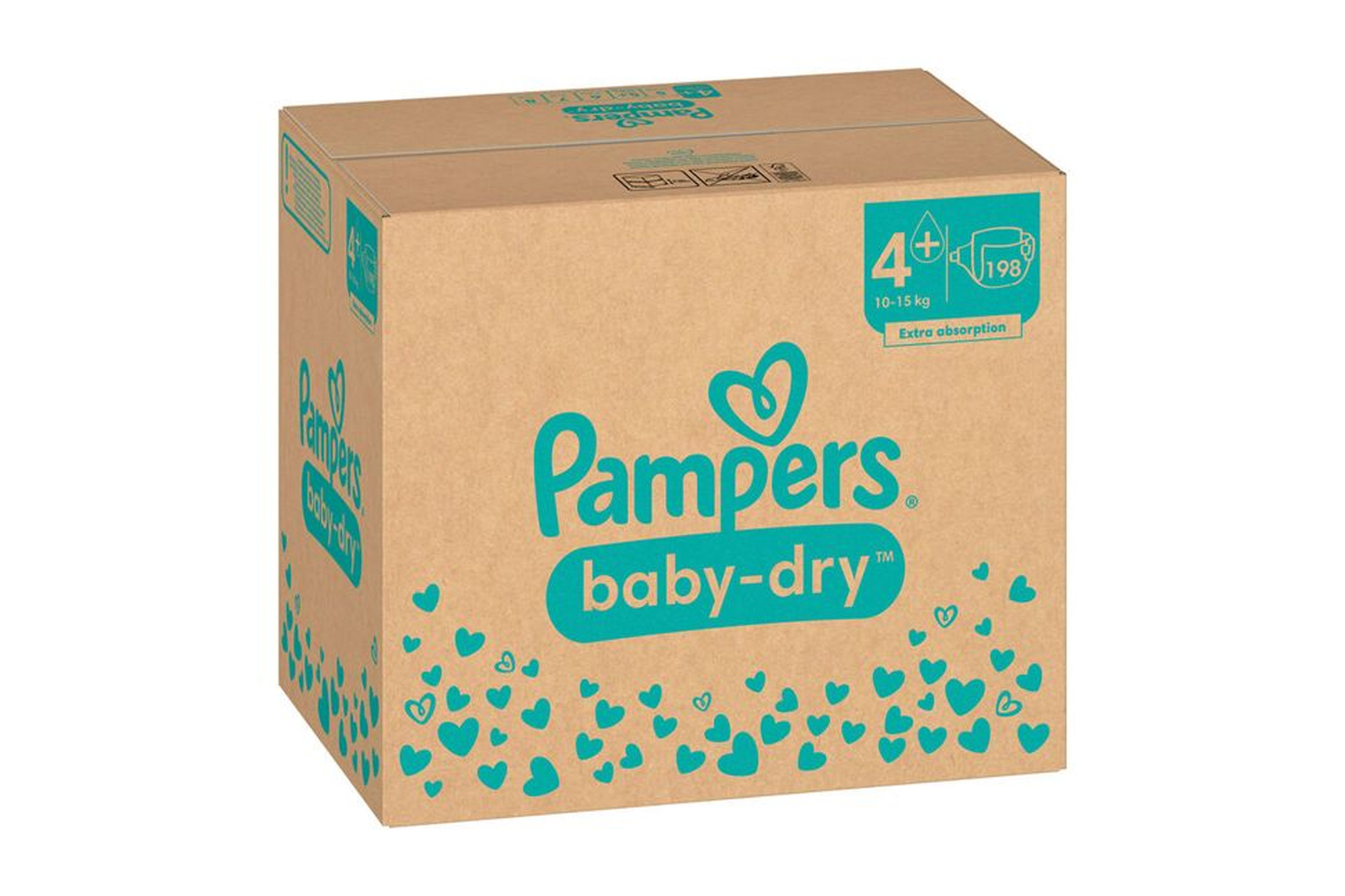 Pieluchy Pampers Baby Dry 4+ Maxi Plus 10–15 kg 198 szt.