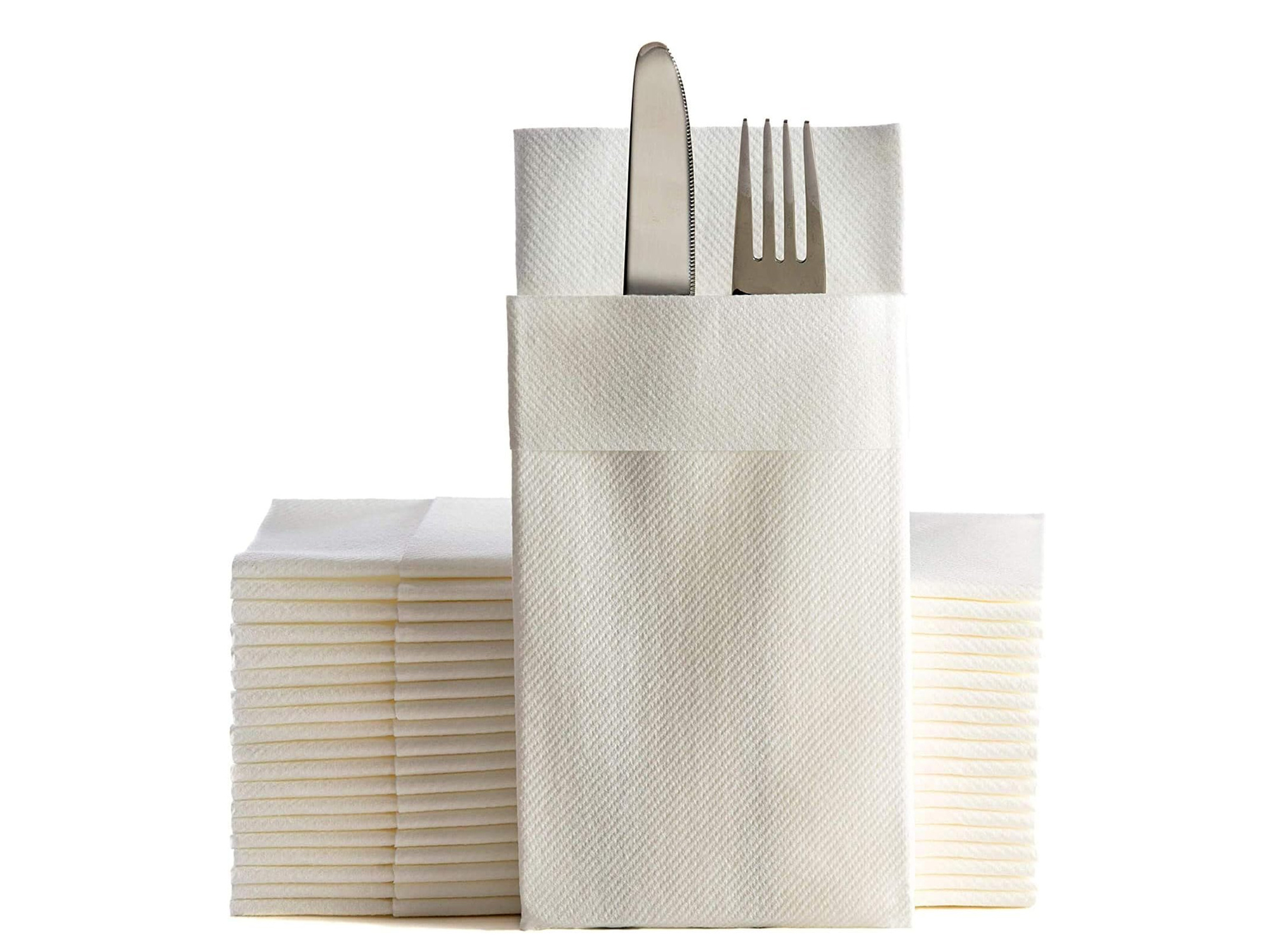 One's & Unique Einwegservietten mit Tasche 40,6x40,6 cm, 50 Stk. Weiß