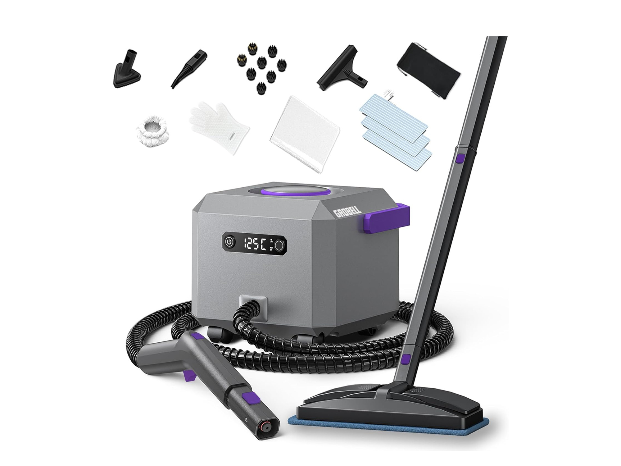 GROBELL Handdampfgarer, 2,2 l, 126 °C, schnelles Aufheizen, Grau