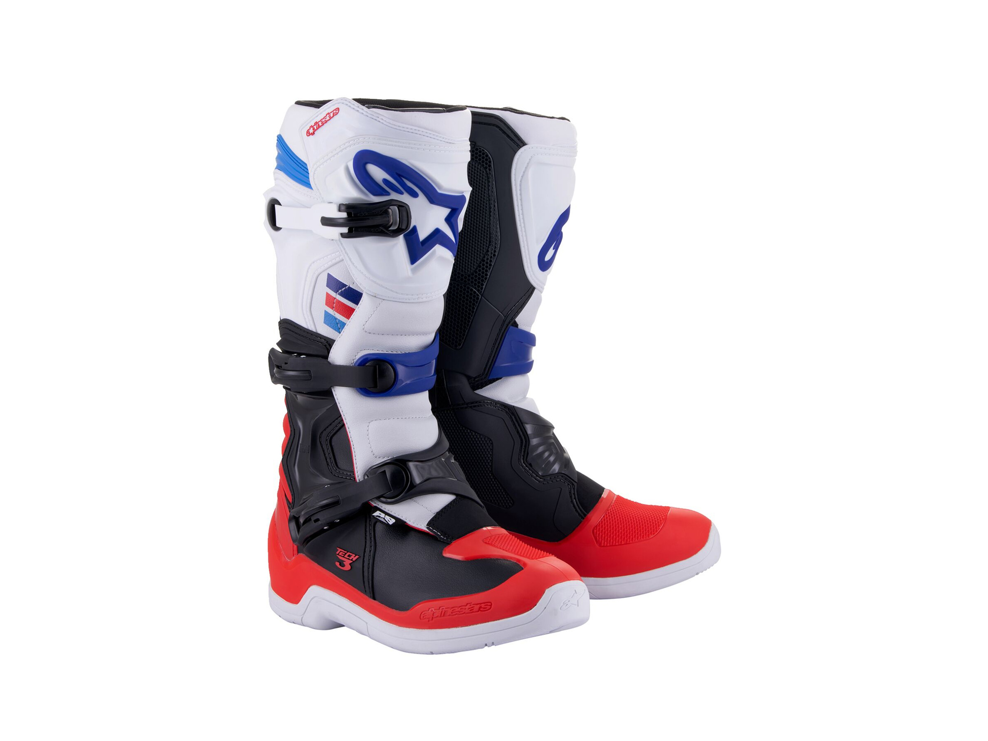Alpinestars Tech 3 Offroad-Motorradstiefel Weiß Rot Blau Größe 43