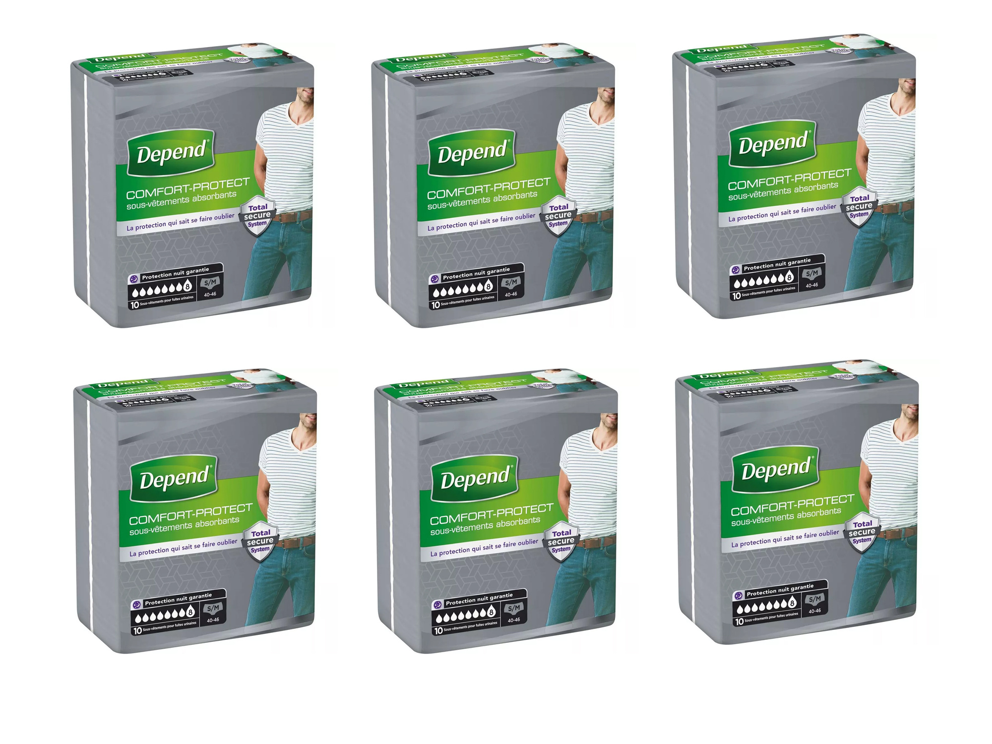 Depends Comfort-Protect S/M Majtki chłonne męskie 7/10 kropli 60szt