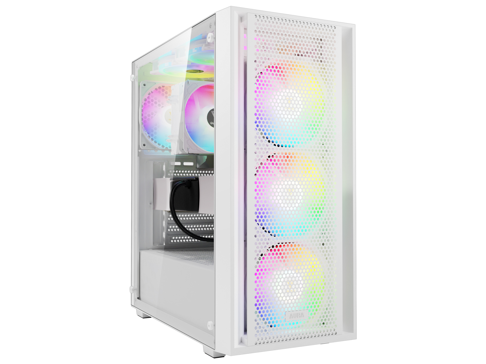 GAMDIAS Aura GC2 Elite WH ATX Case 4x RGB Glass White