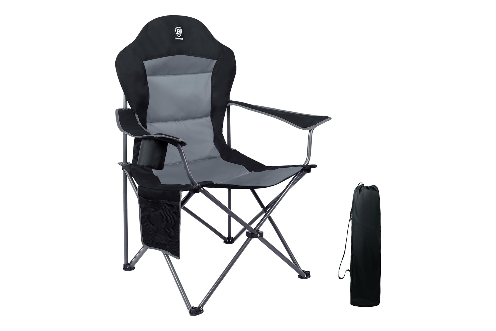 Ever Advanced Klappbarer Angel- und Campingstuhl mit Tasche, Schwarz