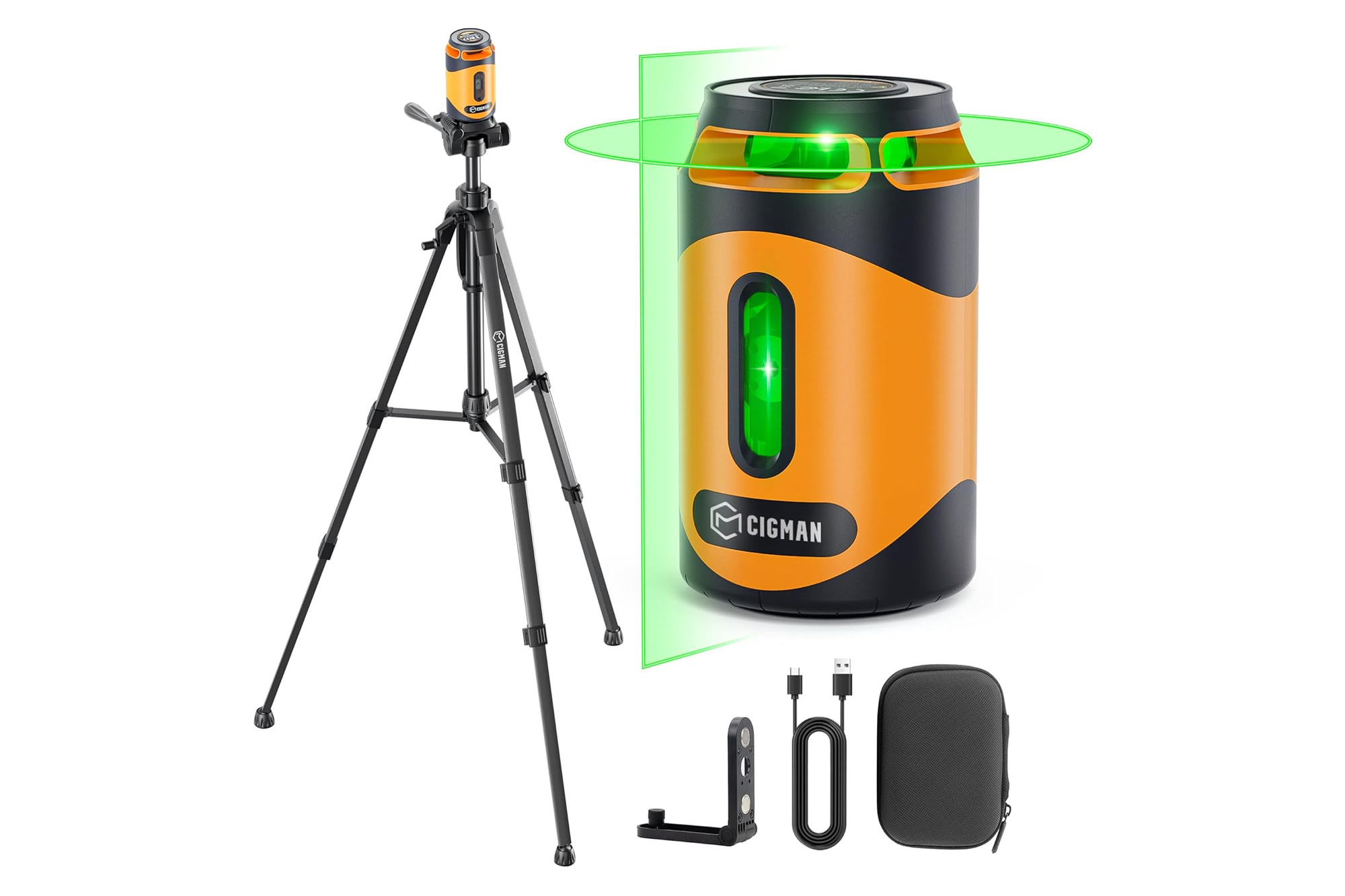 Green Laser Level 360° Cross Line Self-Leveling Tripod USB Rechargeable