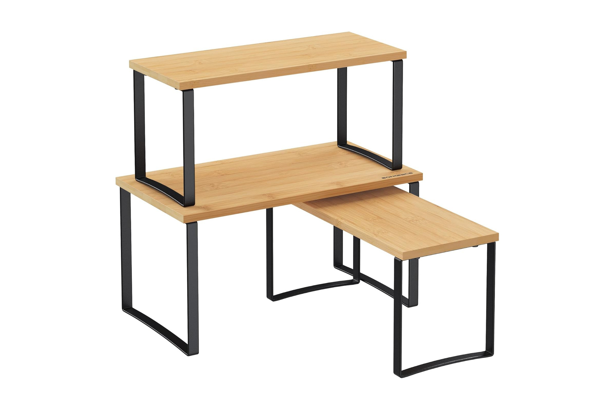 SONGMICS 3-Tier Kitchen Cabinet Organizer, Bamboo and Metal