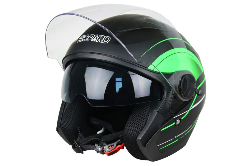 Kask motocyklowy Leopard LEO608 Black/Green Roz M
