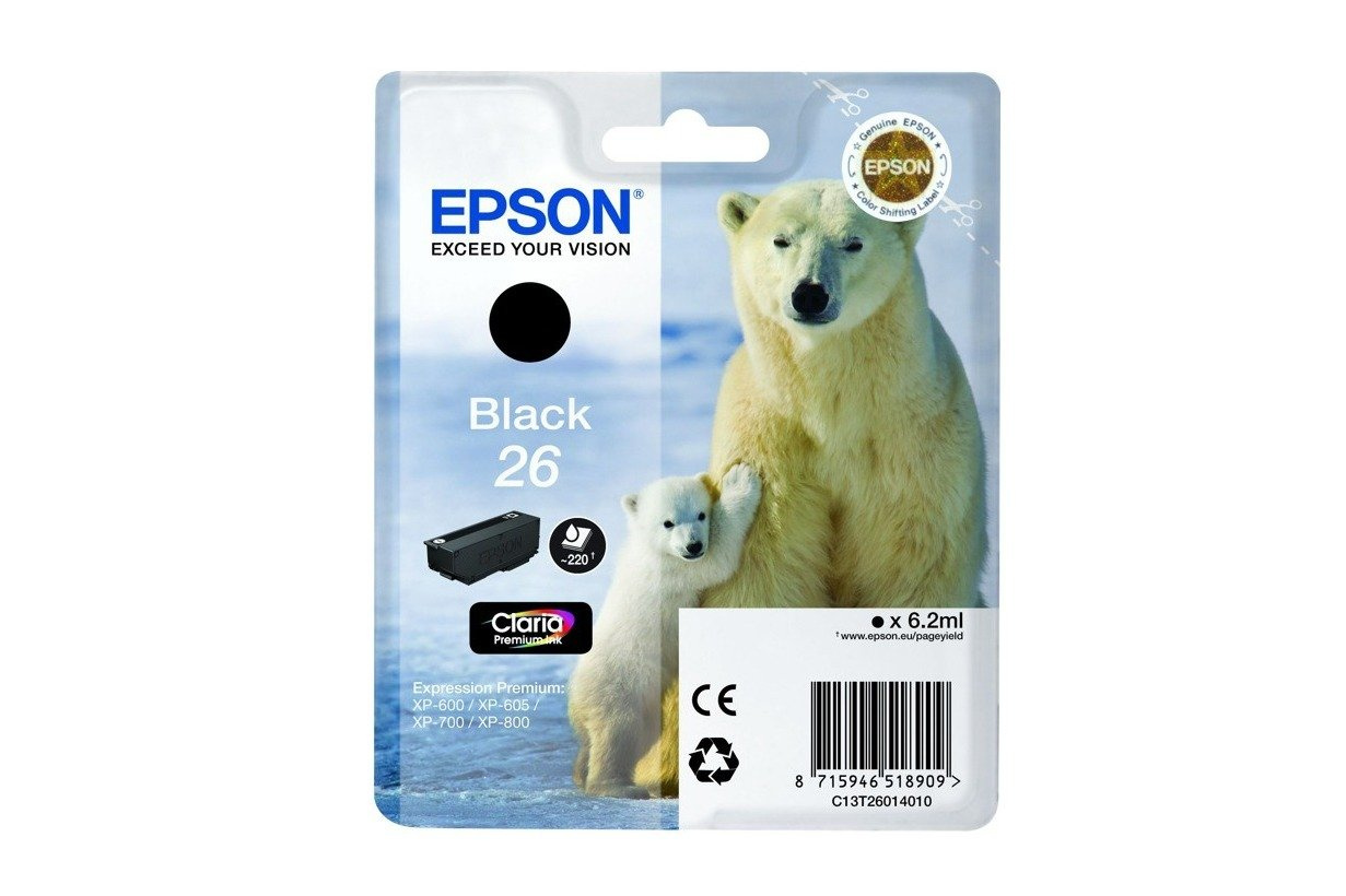 Original Tintenpatrone Epson 26 C13T26014010 T2601 Schwarz