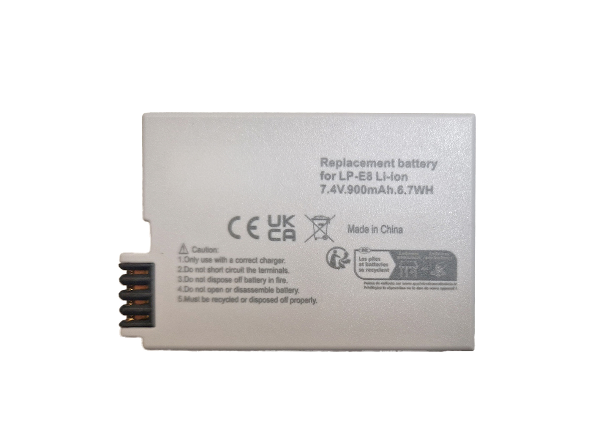 Li-Ion LP-E8 Akku, 7,4 V, 900 mAh, für Canon EOS 550D, 600D, 650D, 700D