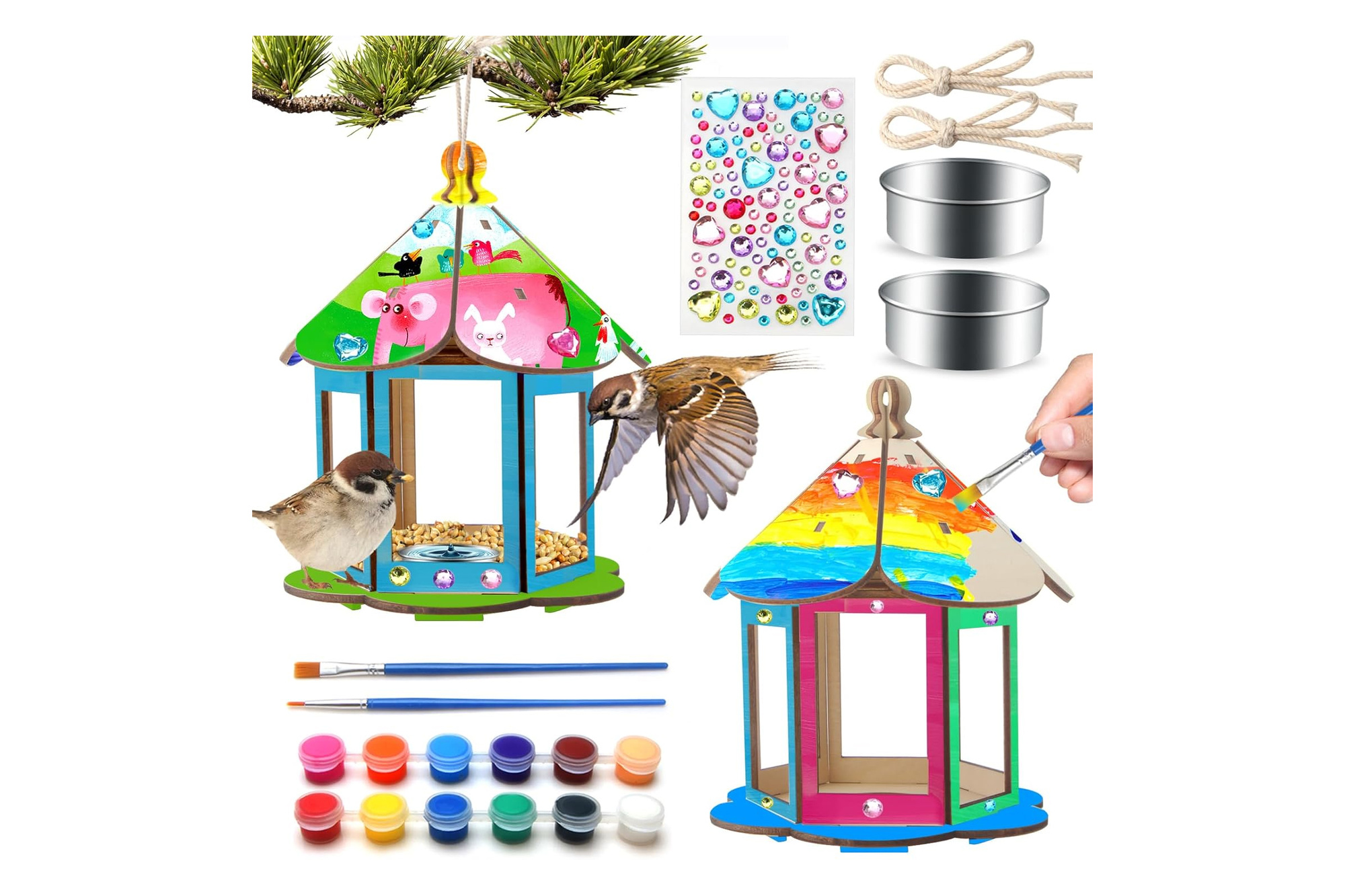 DIY-Vogelfutterhaus-Set (2er-Pack) – zum Bemalen, für Kinder