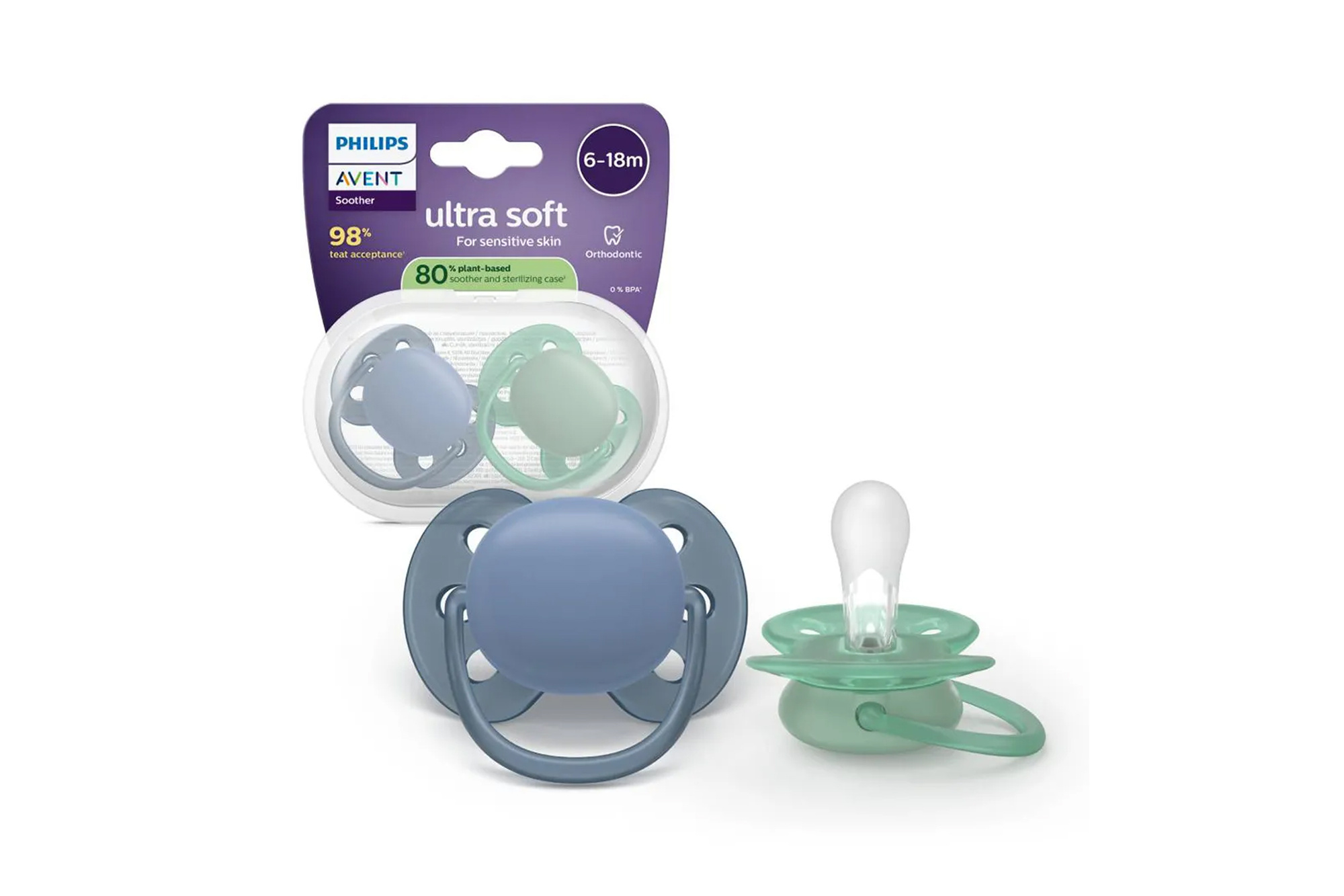 Avent Ultra Soft Schnuller 6–18 Monate SCF091/42 beruhigend 2 Stück.