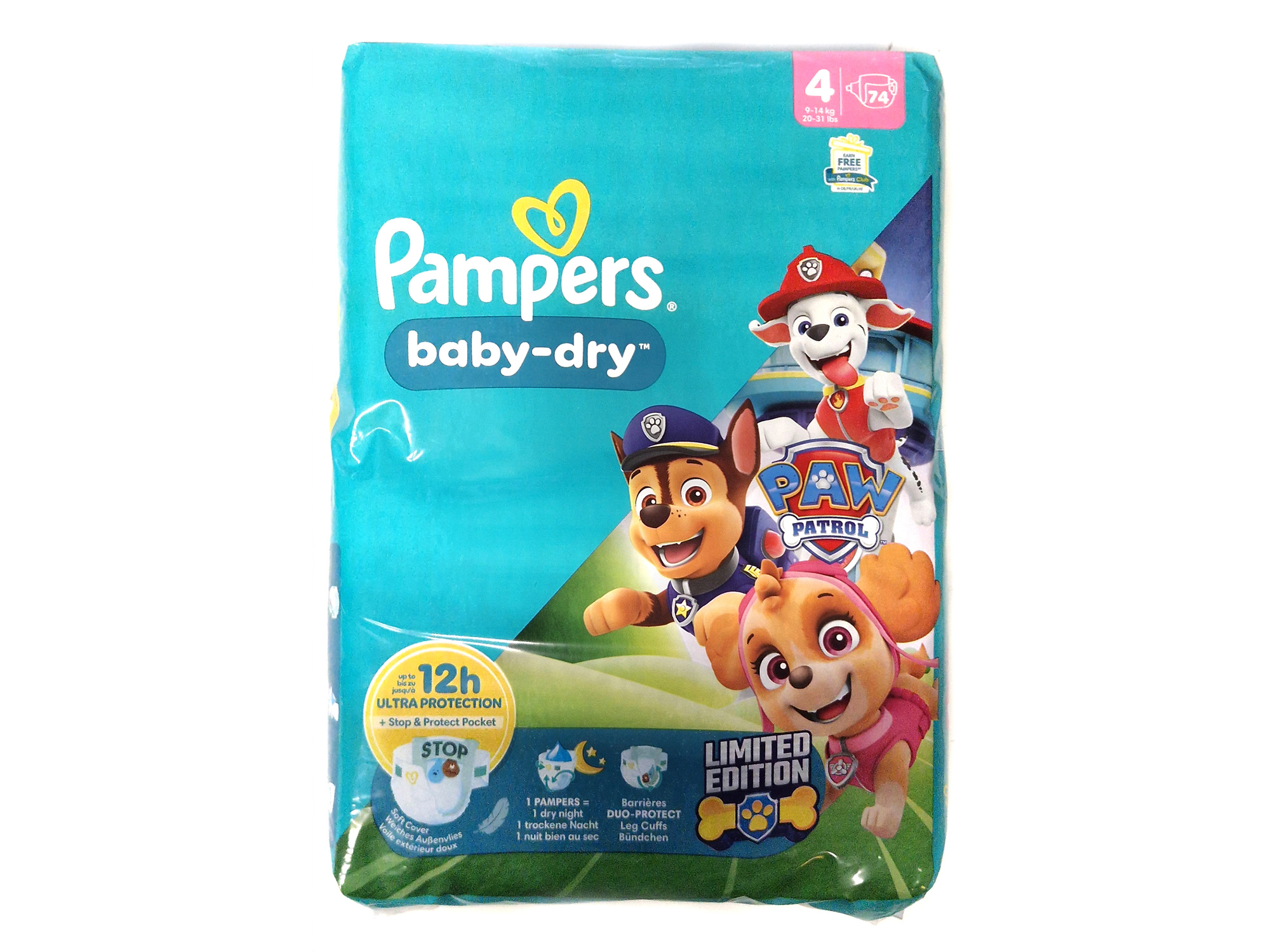 Pampers Baby-Dry Paw Patrol Windeln Größe 4 - 74 Stück