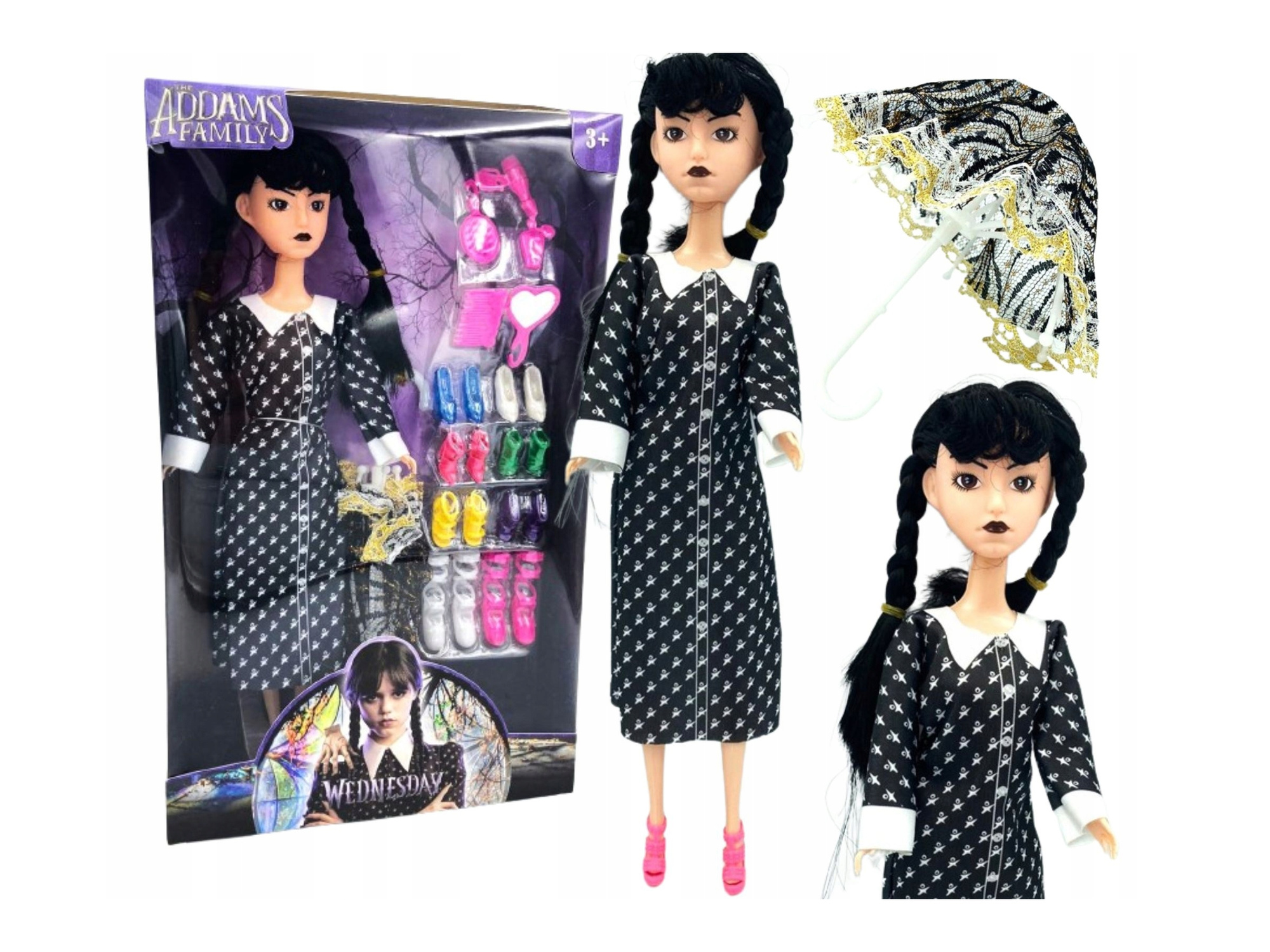 Wednesday Addams Lalka 30cm z Rodziny Addamsów z akcesoriami