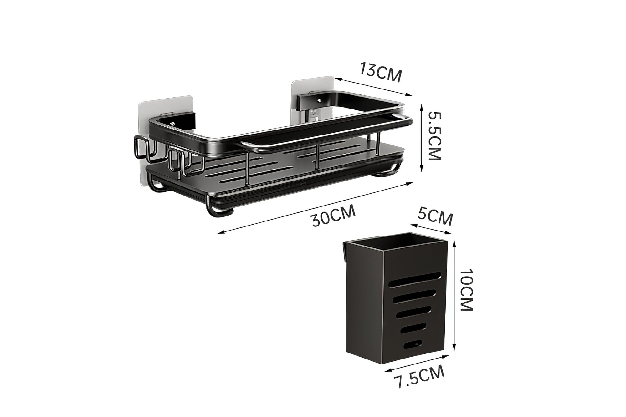 DAWRIS Waschbecken-Organizer 30 x 13 x 5,5 cm, Schwarz