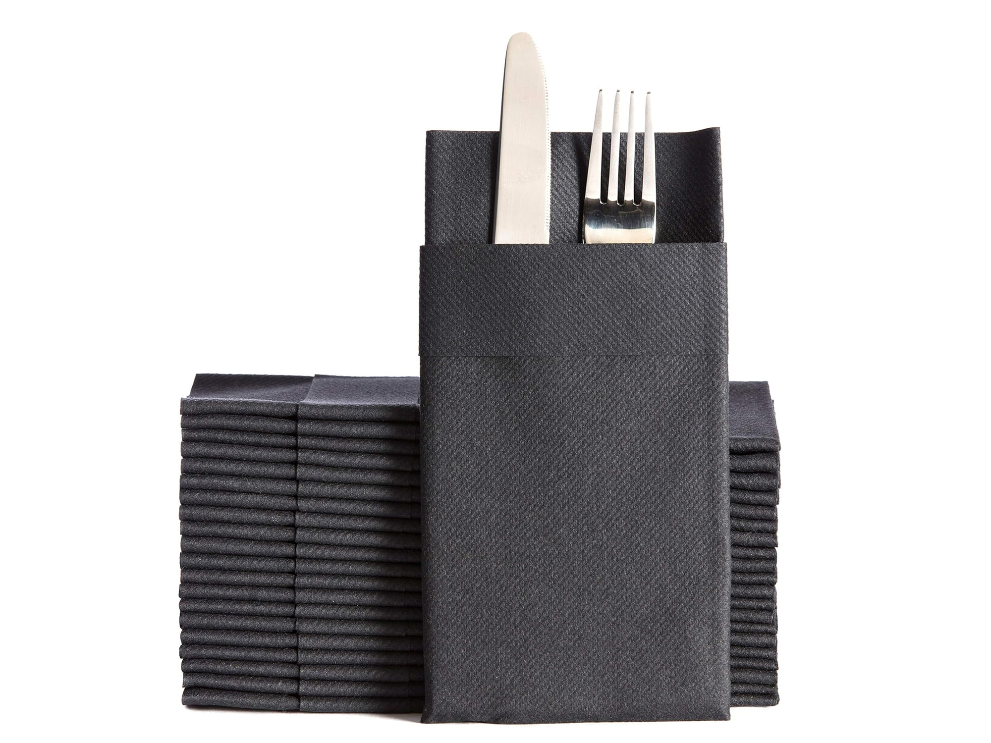 One's & Unique Einwegservietten mit Tasche 40,6x40,6 cm, 50 Stk. Schwarz