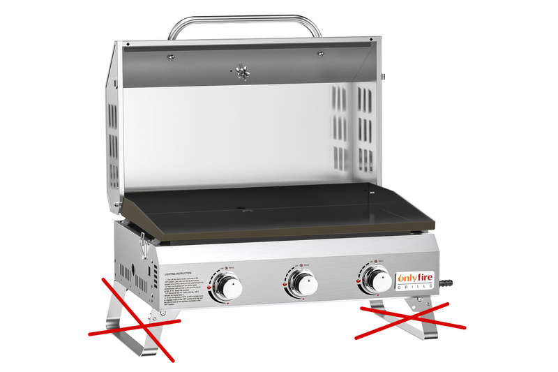 Onlyfire 3-Burner 7 kW Plancha Gas Grill with Lid and Thermometer
