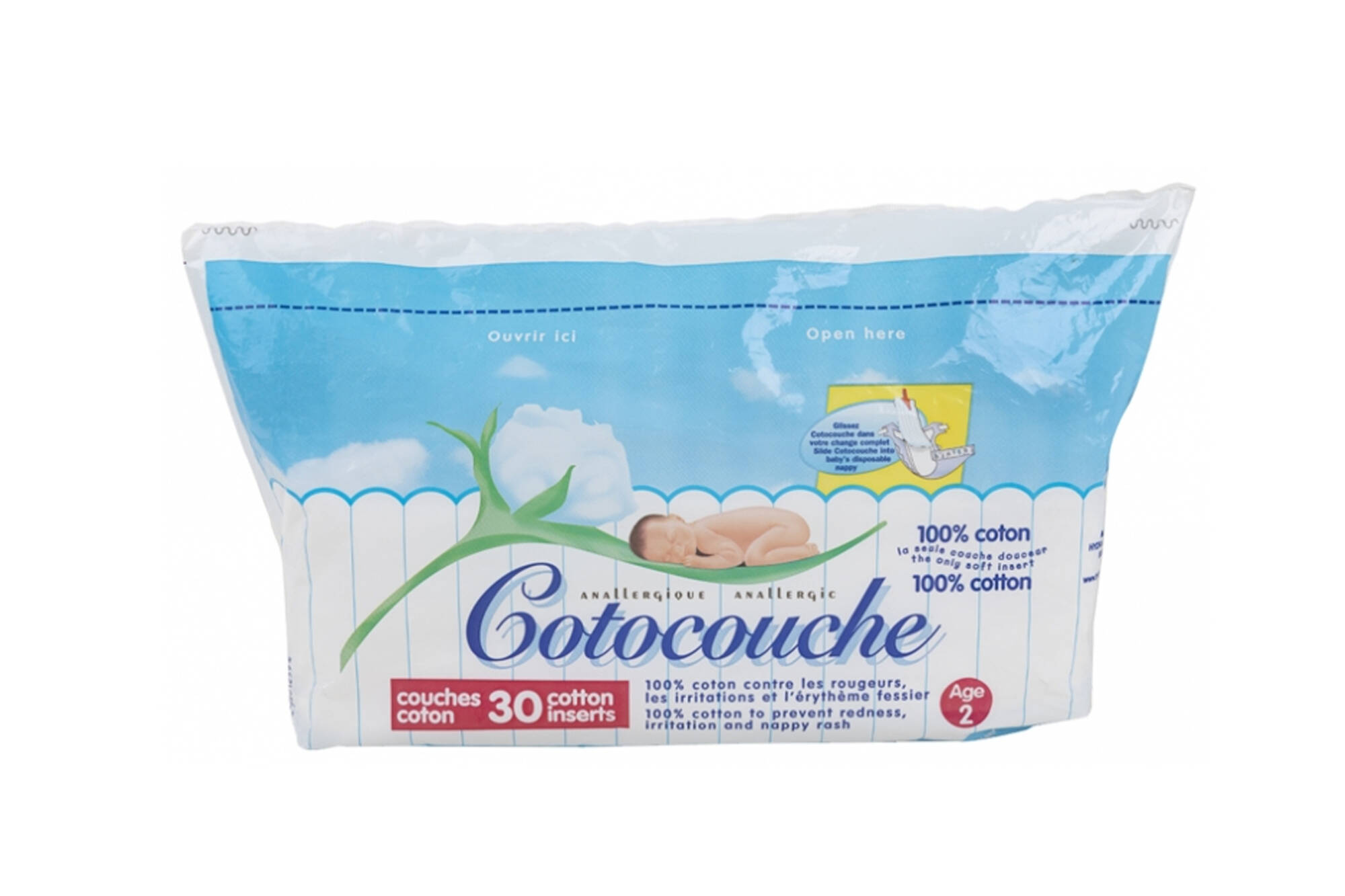 Cotocouche Pieluchy Bawełniane Wiek 2 30 szt.