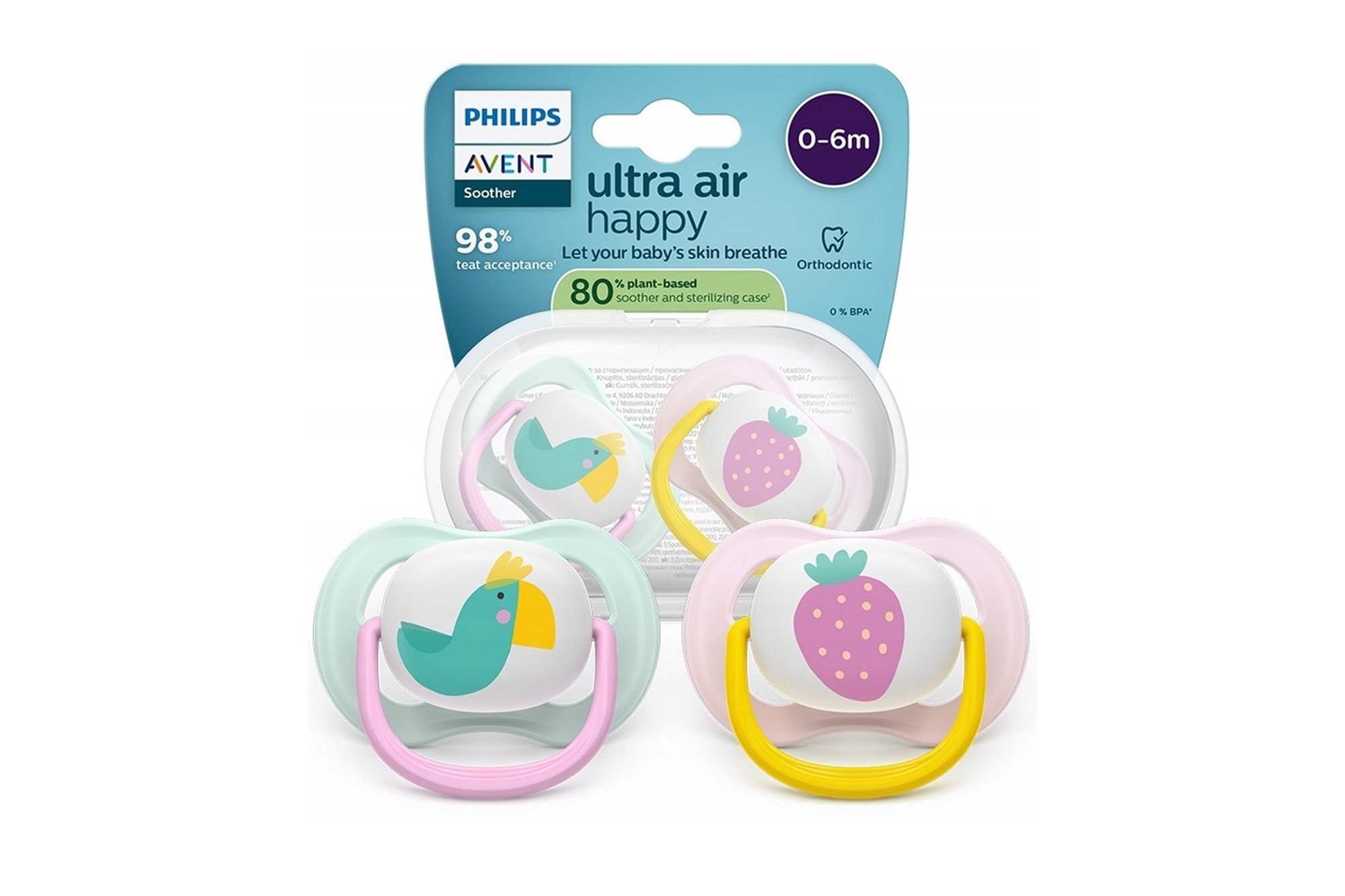 Philips Avent SCF080/24 Smoczki Ultra Air Happy Girl 0-6m 2szt