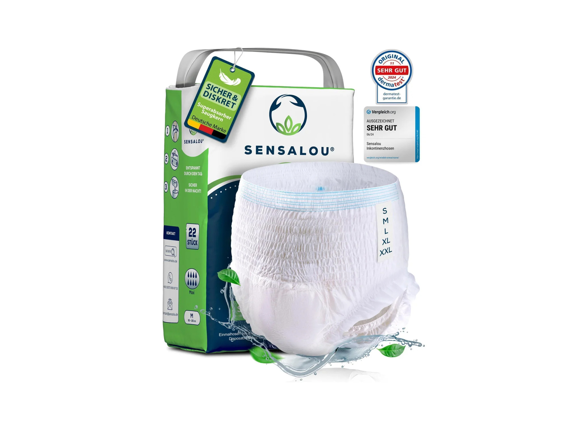 Sensalou Diaper Pants Maxi L 22 szt. Pieluchomajtki dla dorosłych 110–150 cm