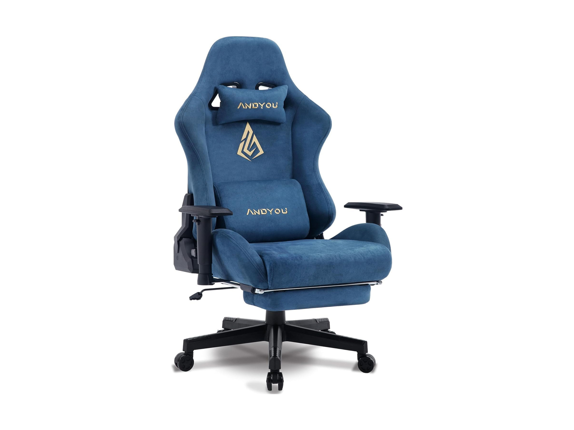 Fotel gamingowy Andyou z podnóżkiem ergonomiczny niebieski
