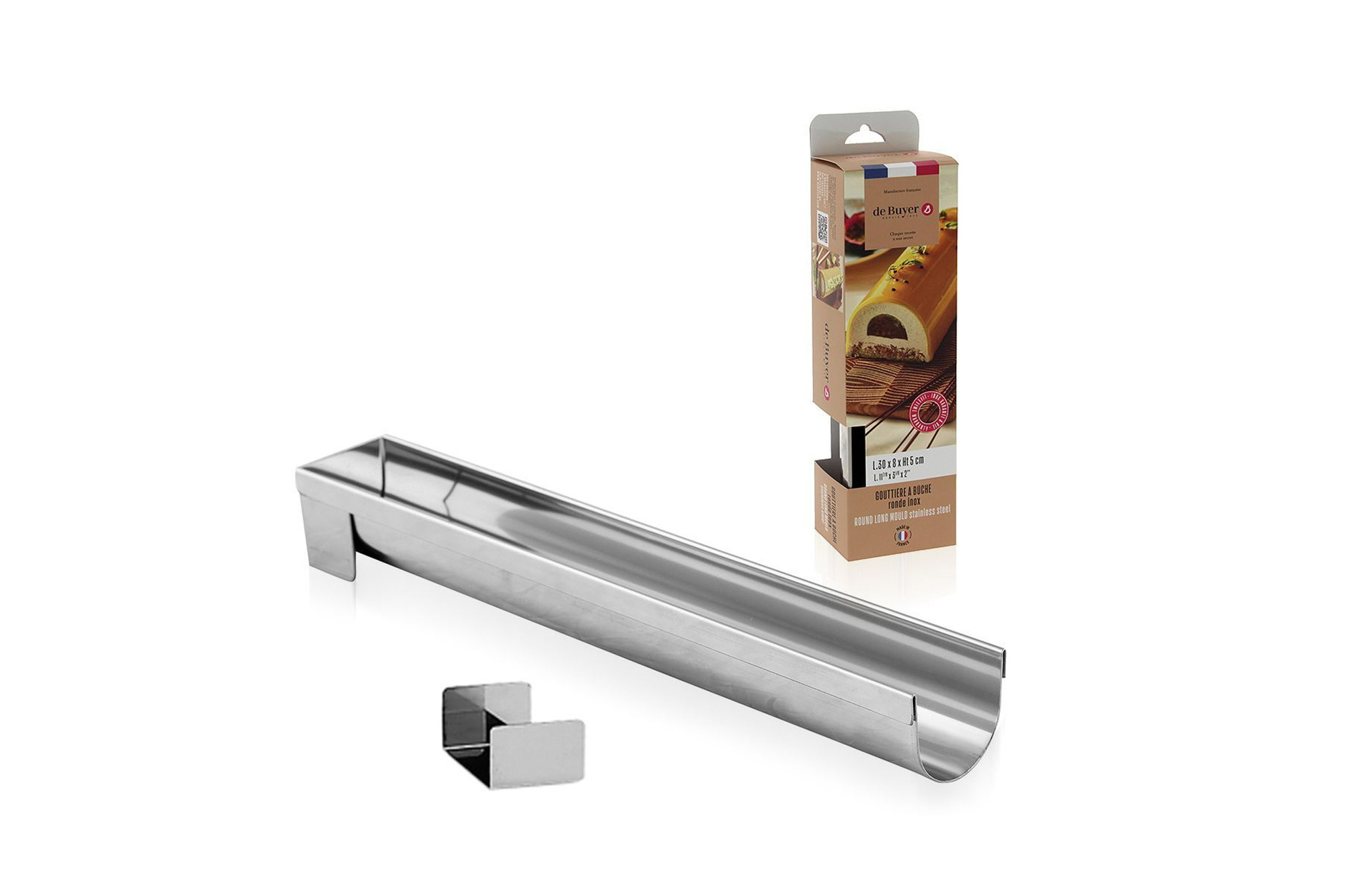 Forma deserowa ze stali nierdzewnej de Buyer Round Long Moulde 30x4 cm