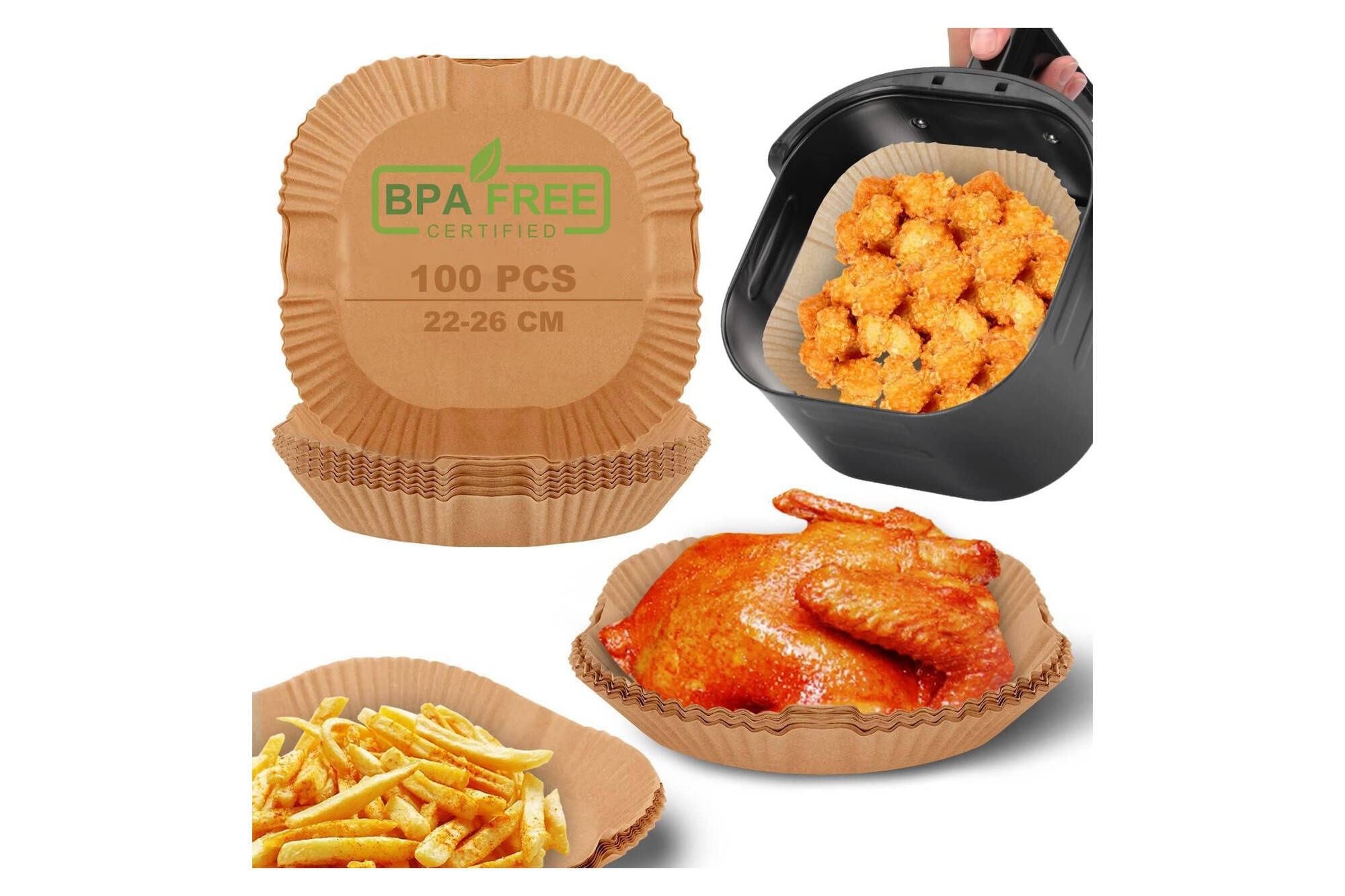 Papier do pieczenia do frytkownicy na gorące powietrze 22 cm 100 sztuk