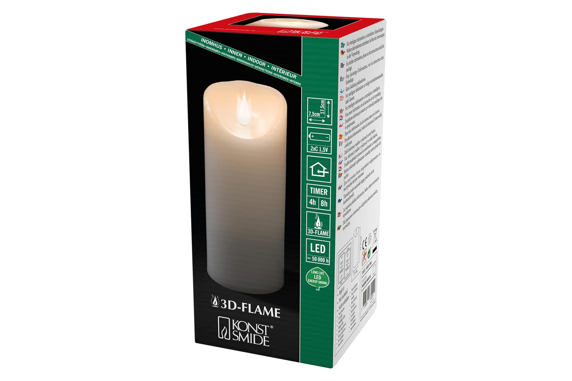 Świeca woskowa LED z prawdziwego wosku KONSTSMIDE 7.6x17cm