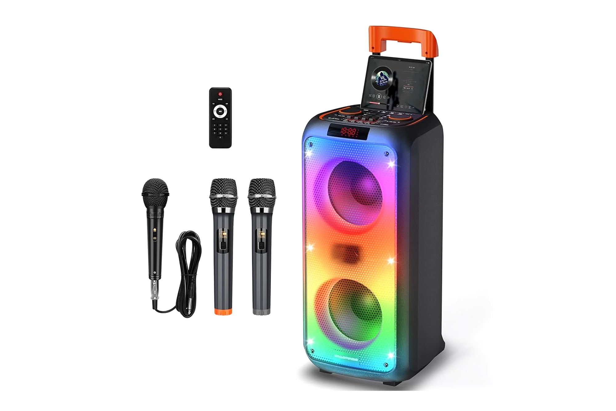 Hukkmela Karaoke Machine głośnik imprezowy 3 mikrofony LED BT5.3