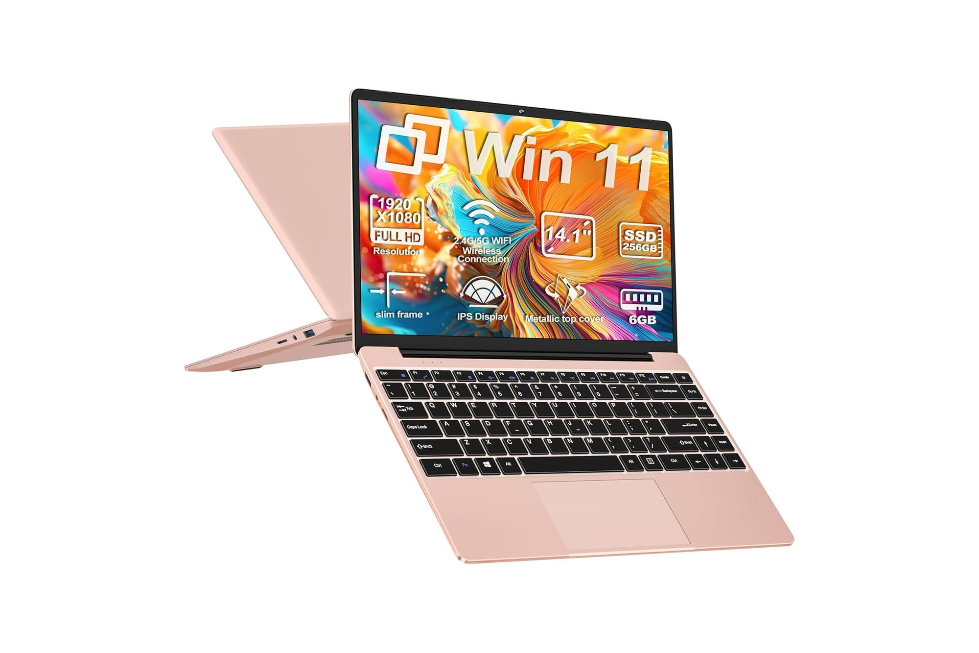 Laptop AOCWEI 14" FHD IPS Intel N4020 6GB RAM 256GB SSD Win11 Gold